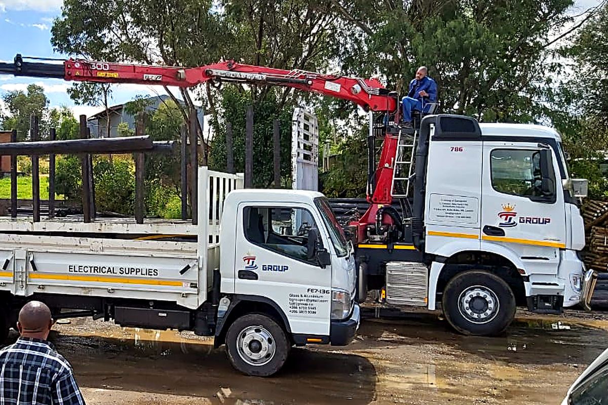Loading electrical supplies at our yard